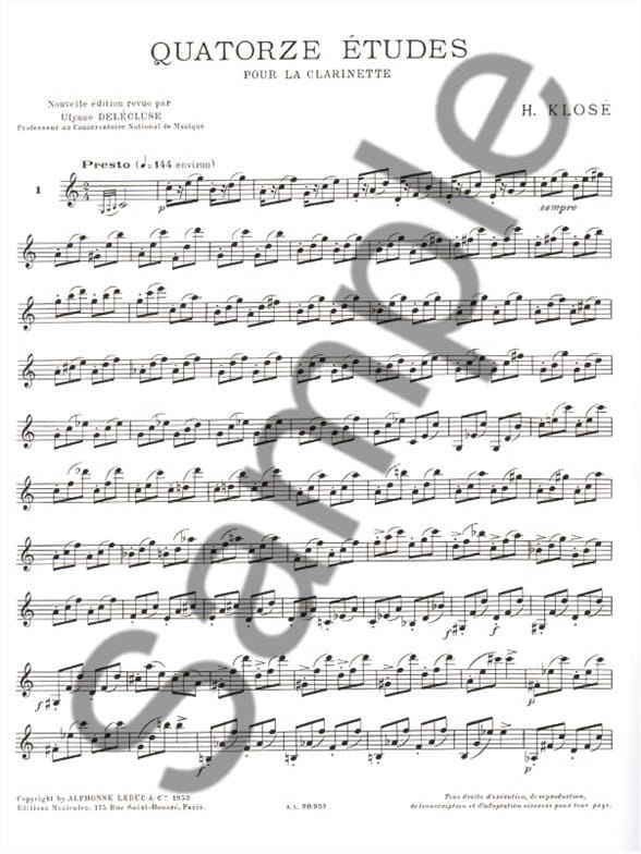 14 Etudes Hyacinthe Klosé Partition