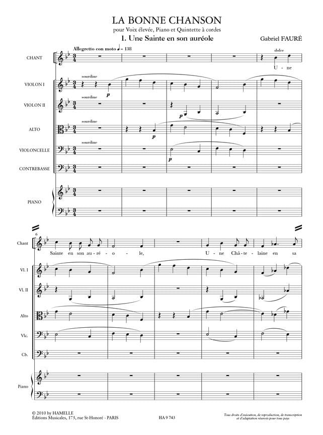Musique 37 2 Le Matin Piano Partition Gabriel Fauré - La Bonne Chanson Opus 61. Voix haute - Partition - di