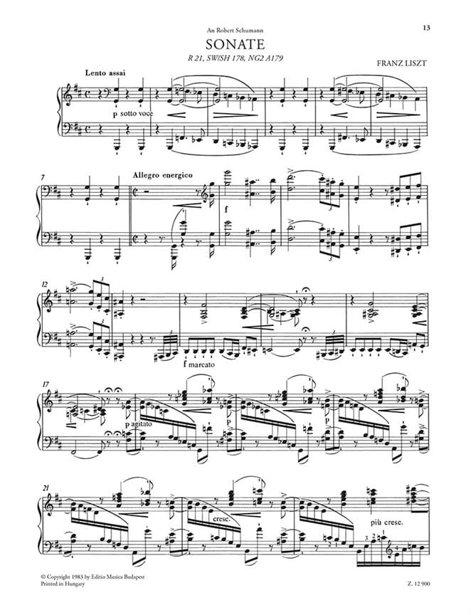Sonate en Si Mineur Franz Liszt Partition