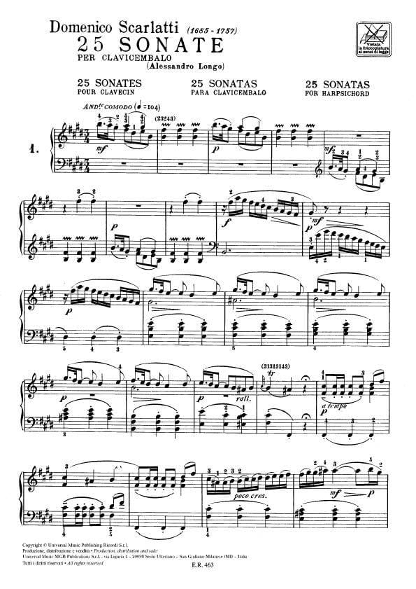 25 Sonates Scarlatti Partition Clavecin Laflutedepan Com