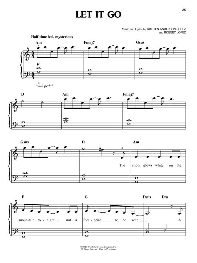 La Reine Des Neiges Piano Facile DISNEY Partition