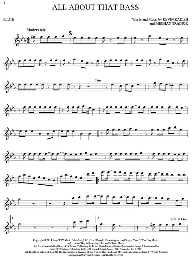 101 Hit Songs - Flute - Partition