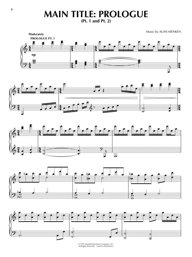 Chansons De La Belle Et La Bête 1991 La Belle et la Bête - Musique du Film - Piano - laflutedepan.com
