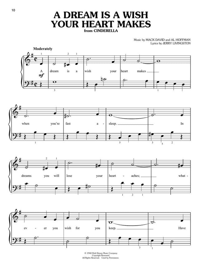 Sequential Disney Piano Songs Easy Piano DISNEY Partition