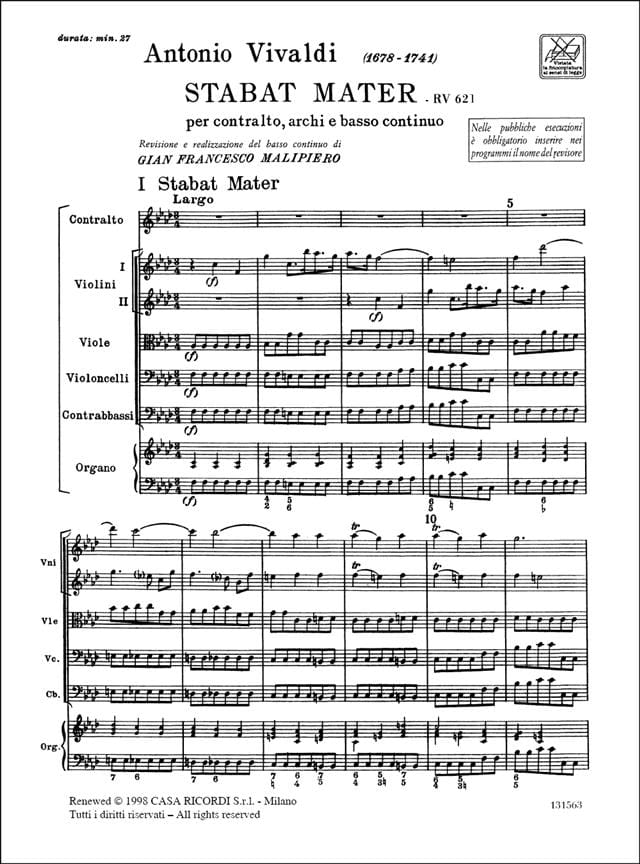 Stabat Mater Rv 621 Vivaldi Partition Laflutedepan Com