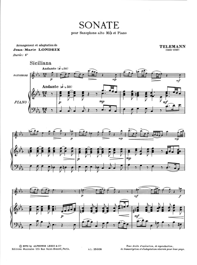 TELEMANN Sonata Partition