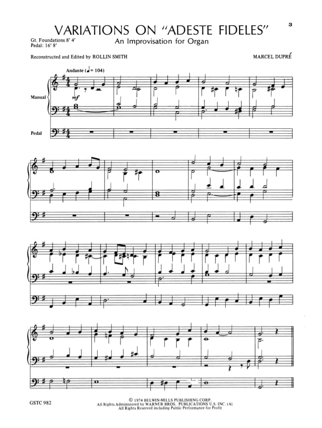 Variations Sur Adeste Fideles Dupre Partition Laflutedepan Com