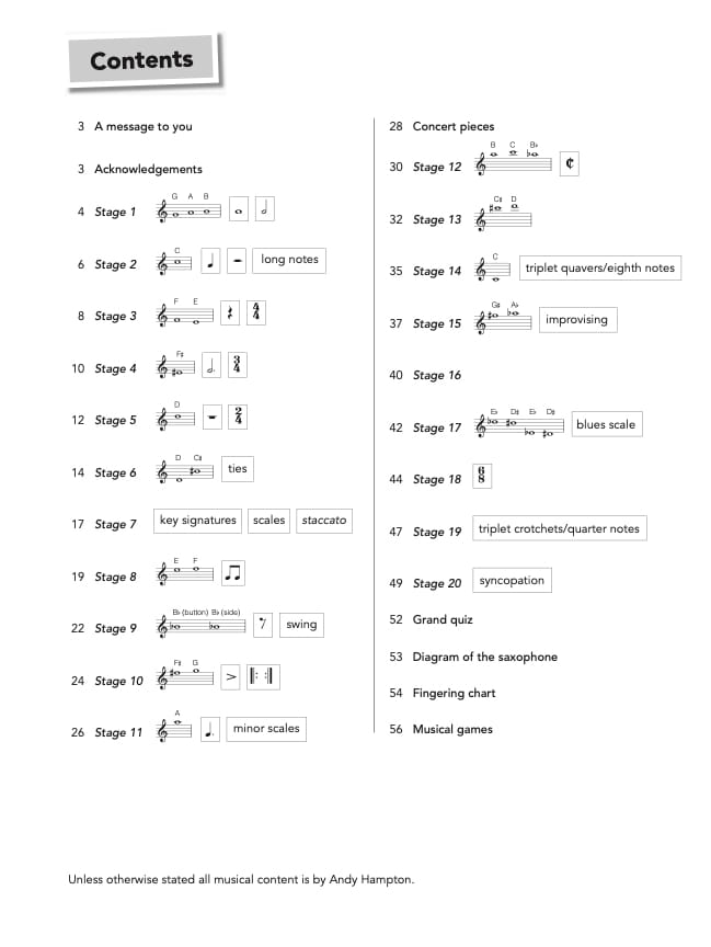 Saxophone Basics Andy Hampton Partition