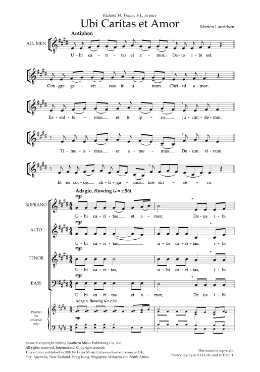 Ubi Caritas Et Amor Morten Lauridsen Partition Laflutedepan Com