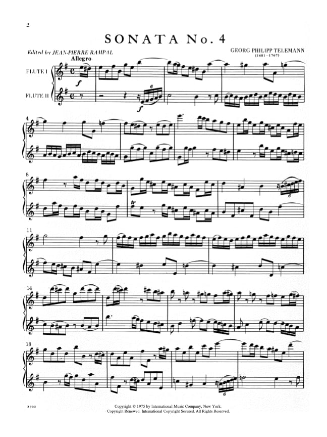 6 Sonatas Serie 1, Volume 2 2 Flutes TELEMANN Partition