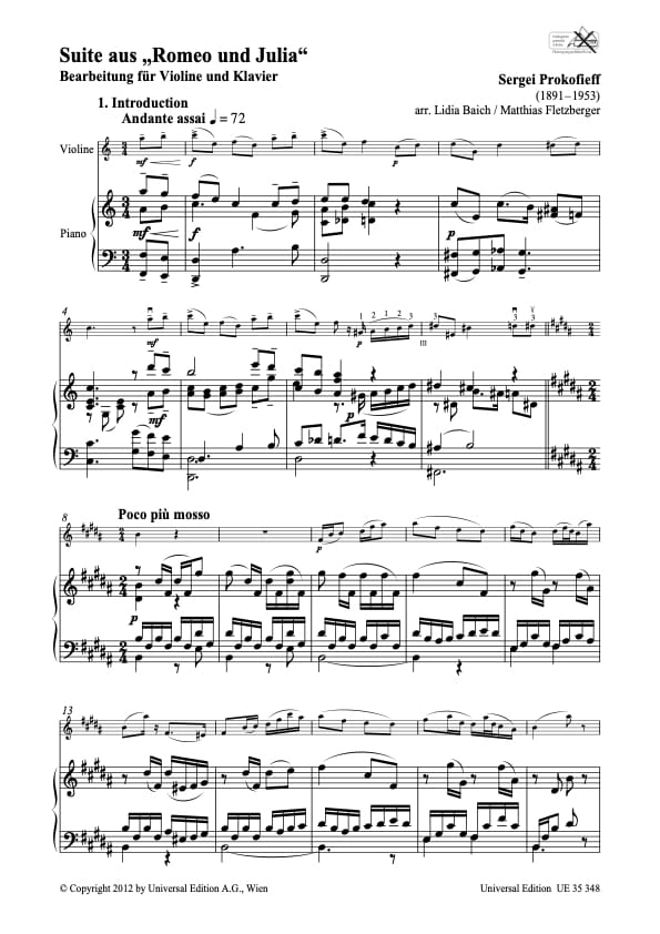 Suite De Romeo Et Juliette Prokofiev Partition Laflutedepan Com